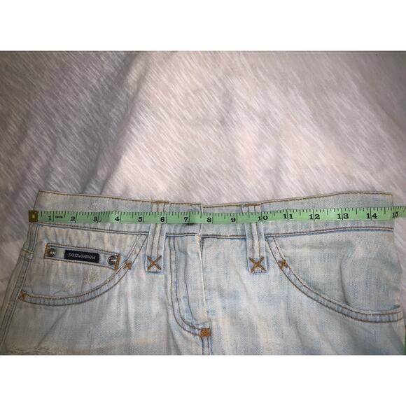 Dolce Gabbana D&G vintage 2000s distressed blue denim micro mini skirt size 38 - Picture 10 of 11